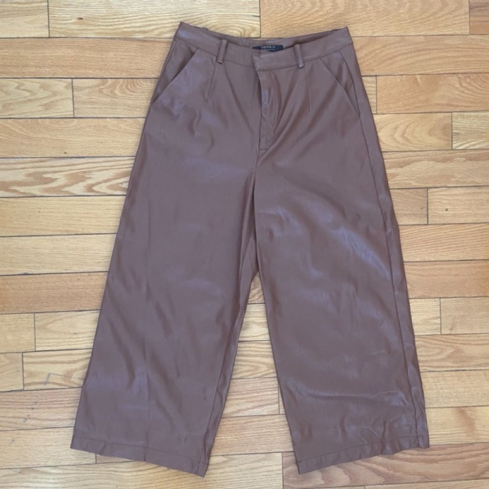 Brown Faux Leather Pants